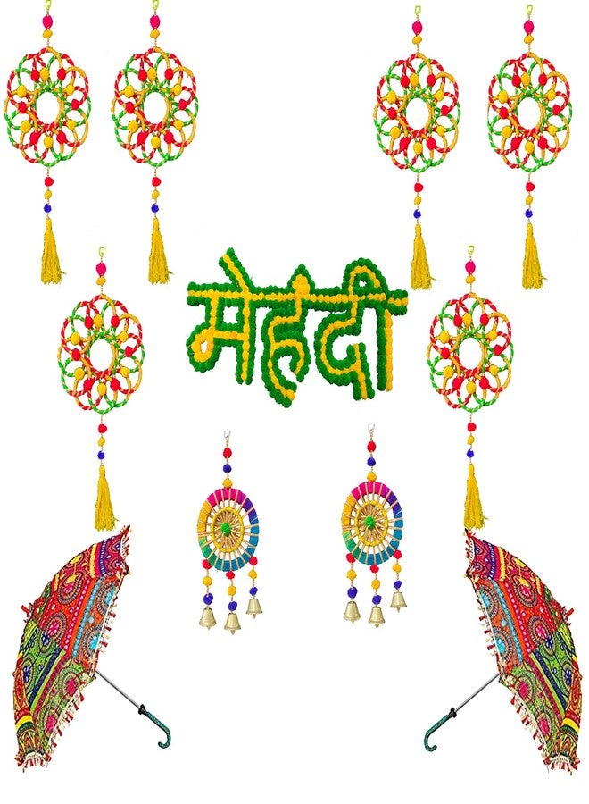 3A Featuretail Handcrafted MDF Cutout Board for Mehandi Wedding Decoration (1pc 24InchX12Inch, Multicolor Mehandi Banner) - Image 4
